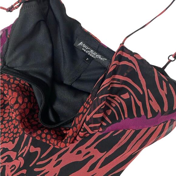 Betsey Johnson Silk Drape Neck Printed Dress - Picture 4 of 4